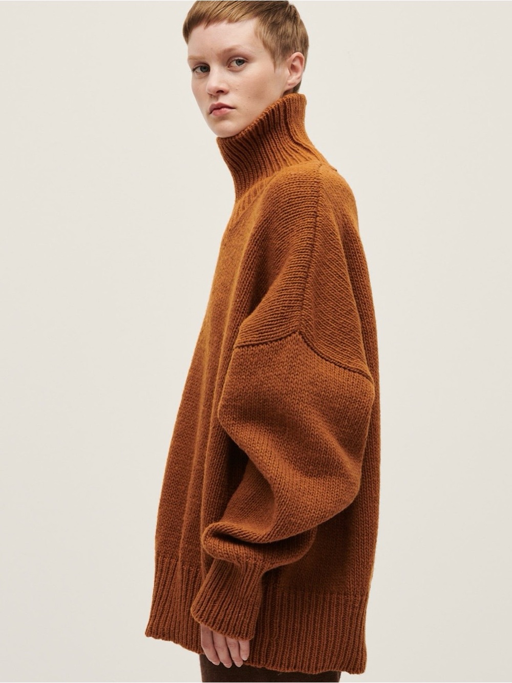 Babaa 100% Eco Wool Oversized Jumper Turtleneck Sweater No17 Nogal One Size